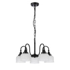 Regent Lourdes 5 Light 570mm Semi Flush Pendant Light - Satin Black / Frosted