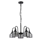 Regent Lourdes 5 Light 570mm Semi Flush Pendant Light - Satin Black / Smoke