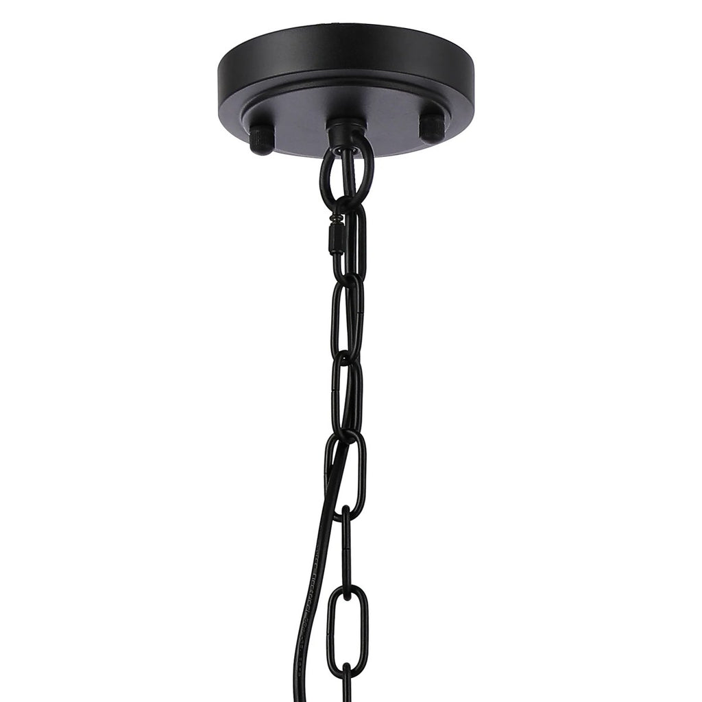 Regent Lourdes 5 Light 570mm Semi Flush Pendant Light - Satin Black / Smoke