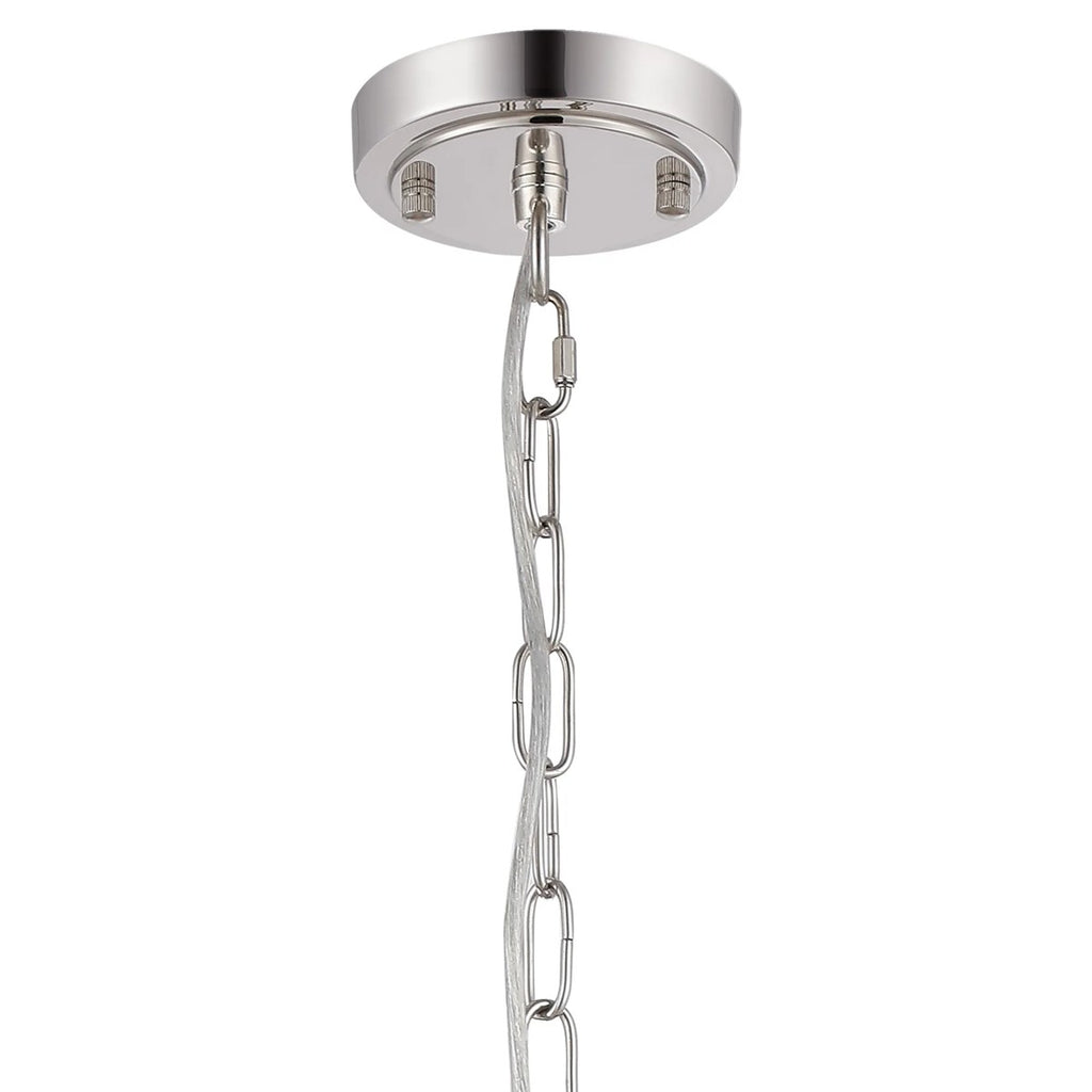Regent Lourdes 5 Light 570mm Semi Flush Pendant Light - Polished Nickel / Amber
