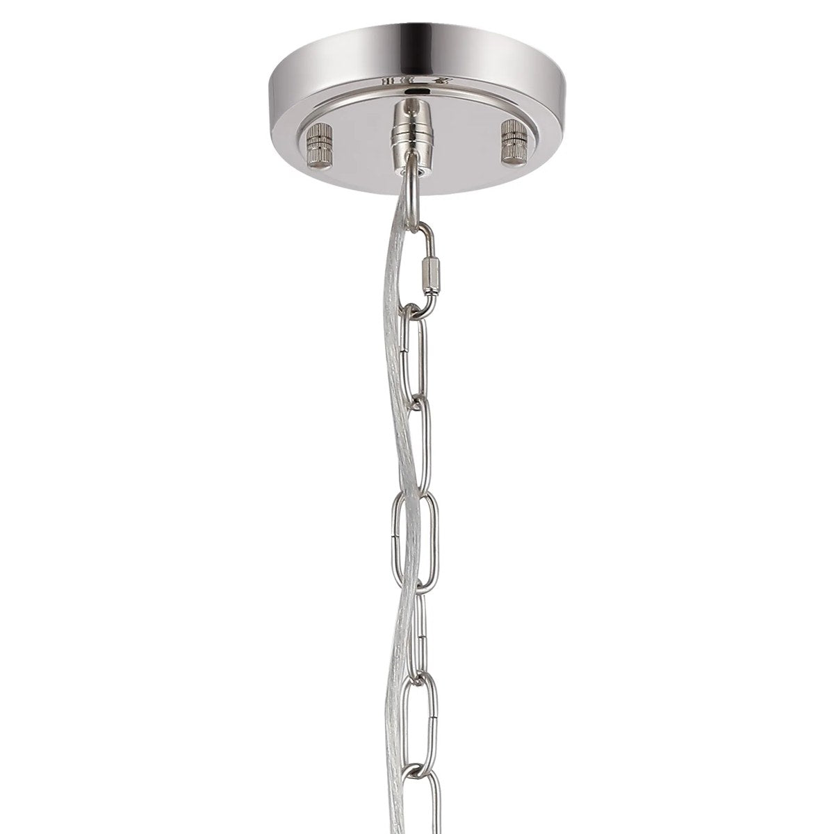 Regent Lourdes 5 Light 570mm Semi Flush Pendant Light - Polished Nickel / Amber