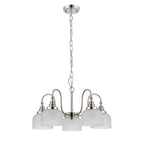 Regent Lourdes 5 Light 570mm Semi Flush Pendant Light - Polished Nickel / Frosted
