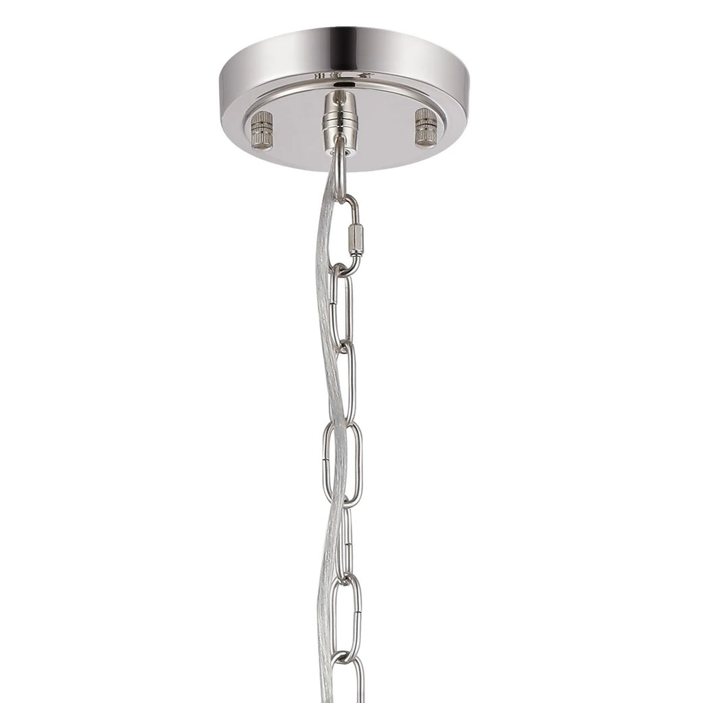 Regent Lourdes 5 Light 570mm Semi Flush Pendant Light - Polished Nickel / Frosted