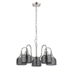 Regent Lourdes 5 Light 570mm Semi Flush Pendant Light - Polished Nickel / Smoke