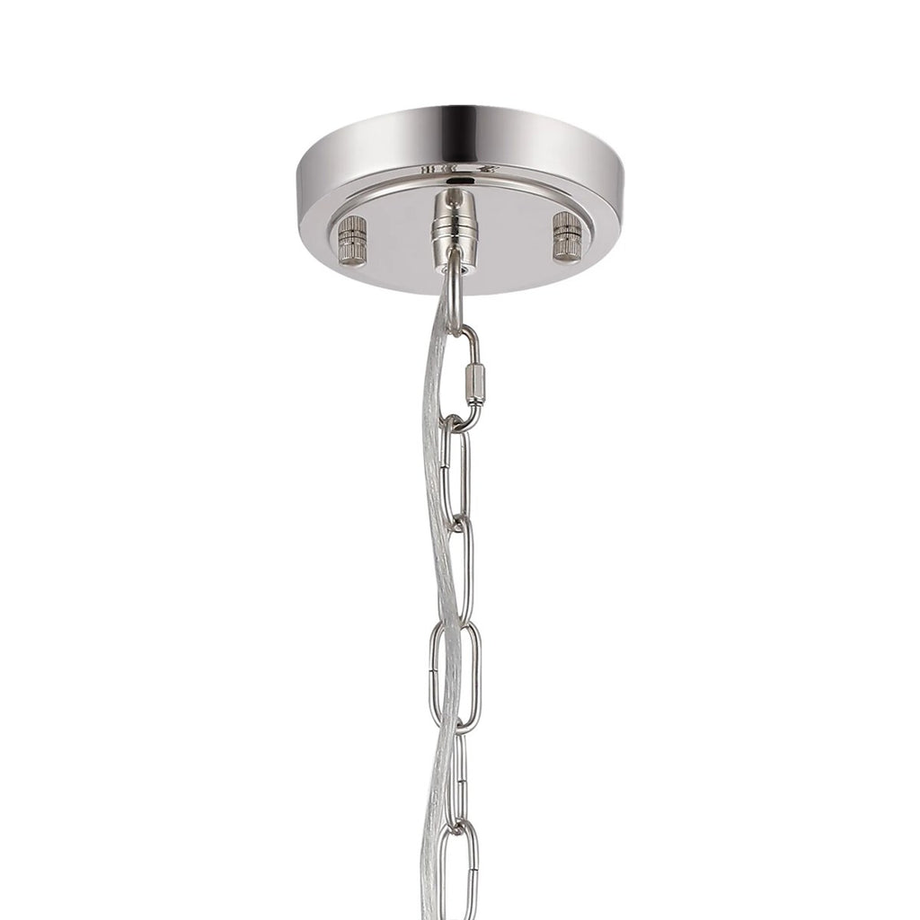 Regent Lourdes 5 Light 570mm Semi Flush Pendant Light - Polished Nickel / Smoke