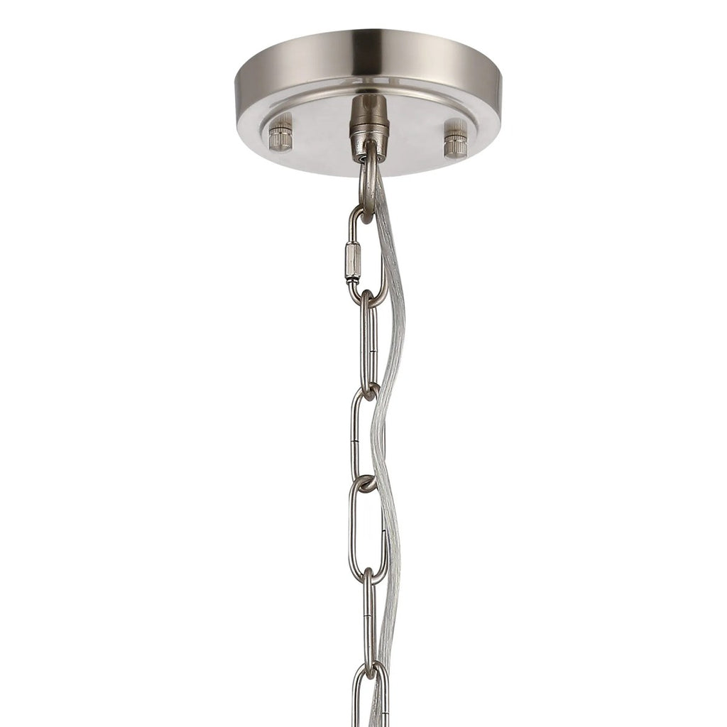 Regent Lourdes 5 Light 570mm Semi Flush Pendant Light - Satin Nickel / Amber