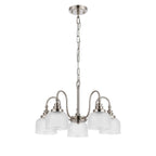 Regent Lourdes 5 Light 570mm Semi Flush Pendant Light - Satin Nickel / Clear