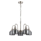 Regent Lourdes 5 Light 570mm Semi Flush Pendant Light - Satin Nickel / Smoke