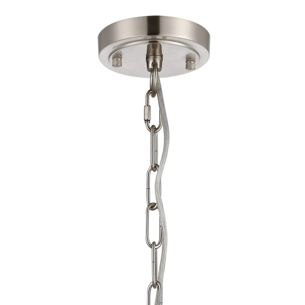 Regent Lourdes 5 Light 570mm Semi Flush Pendant Light - Satin Nickel / Smoke
