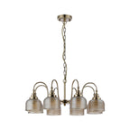Regent Lourdes 8 Light 730mm Semi Flush Pendant Light - Antique Brass / Amber