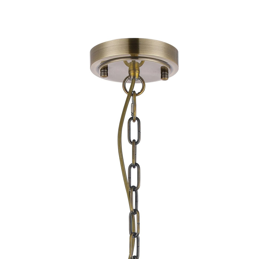 Regent Lourdes 8 Light 730mm Semi Flush Pendant Light - Antique Brass / Amber