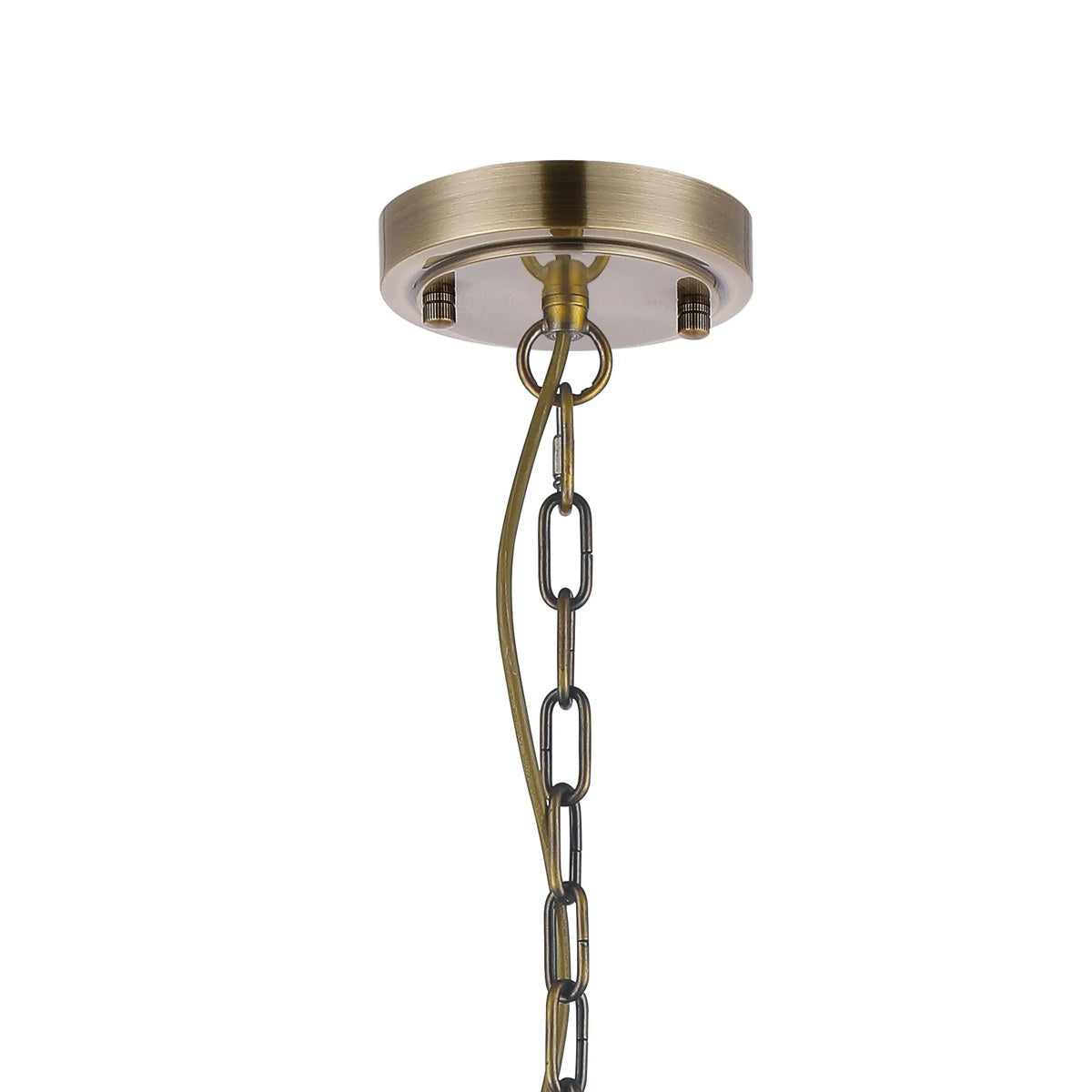 Regent Lourdes 8 Light 730mm Semi Flush Pendant Light - Antique Brass / Amber