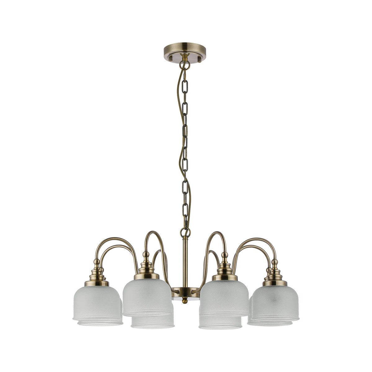 Regent Lourdes 8 Light 730mm Semi Flush Pendant Light - Antique Brass / Frosted