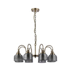 Regent Lourdes 8 Light 730mm Semi Flush Pendant Light - Antique Brass / Smoke