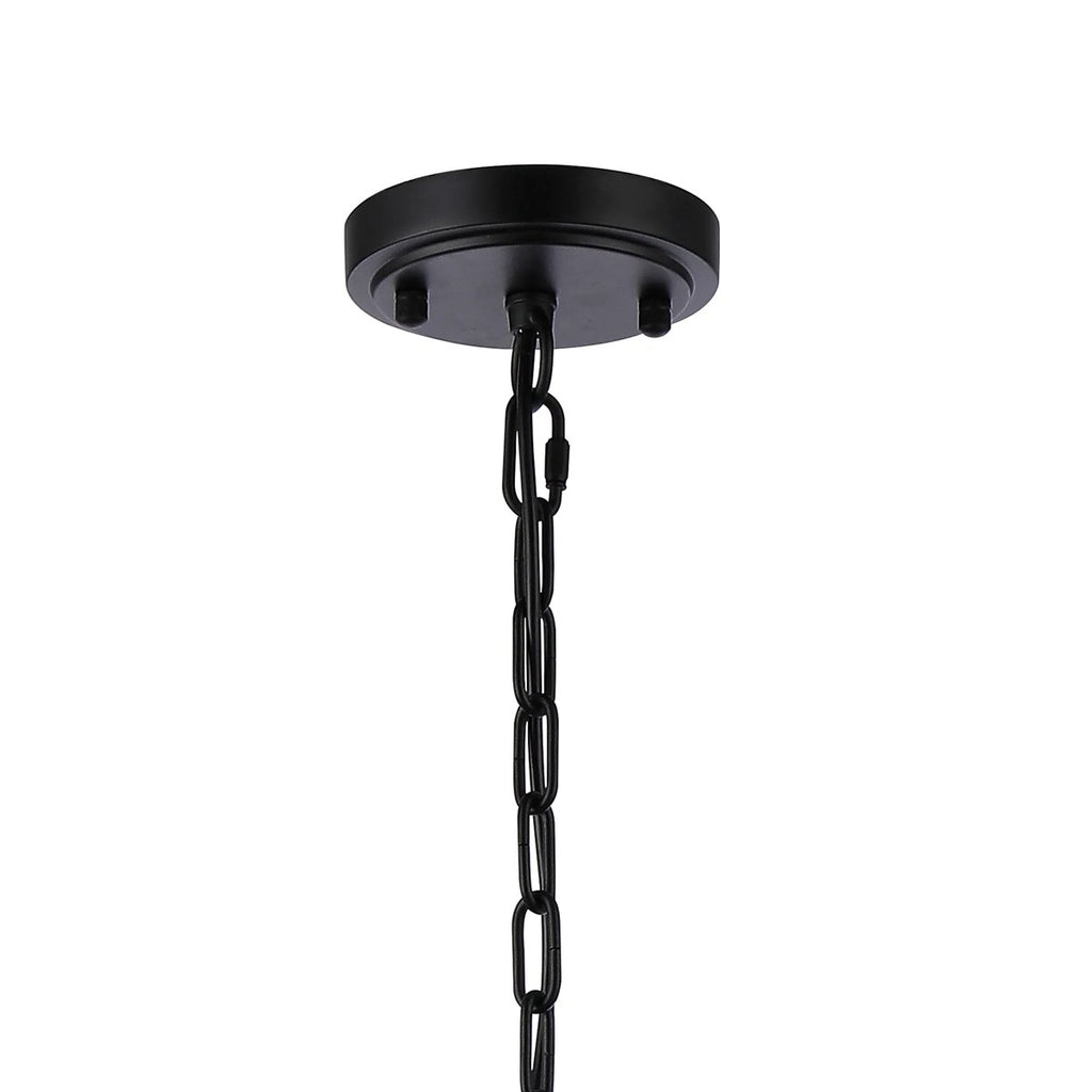 Regent Lourdes 8 Light 730mm Semi Flush Pendant Light - Satin Black / Amber