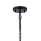 Regent Lourdes 8 Light 730mm Semi Flush Pendant Light - Satin Black / Amber