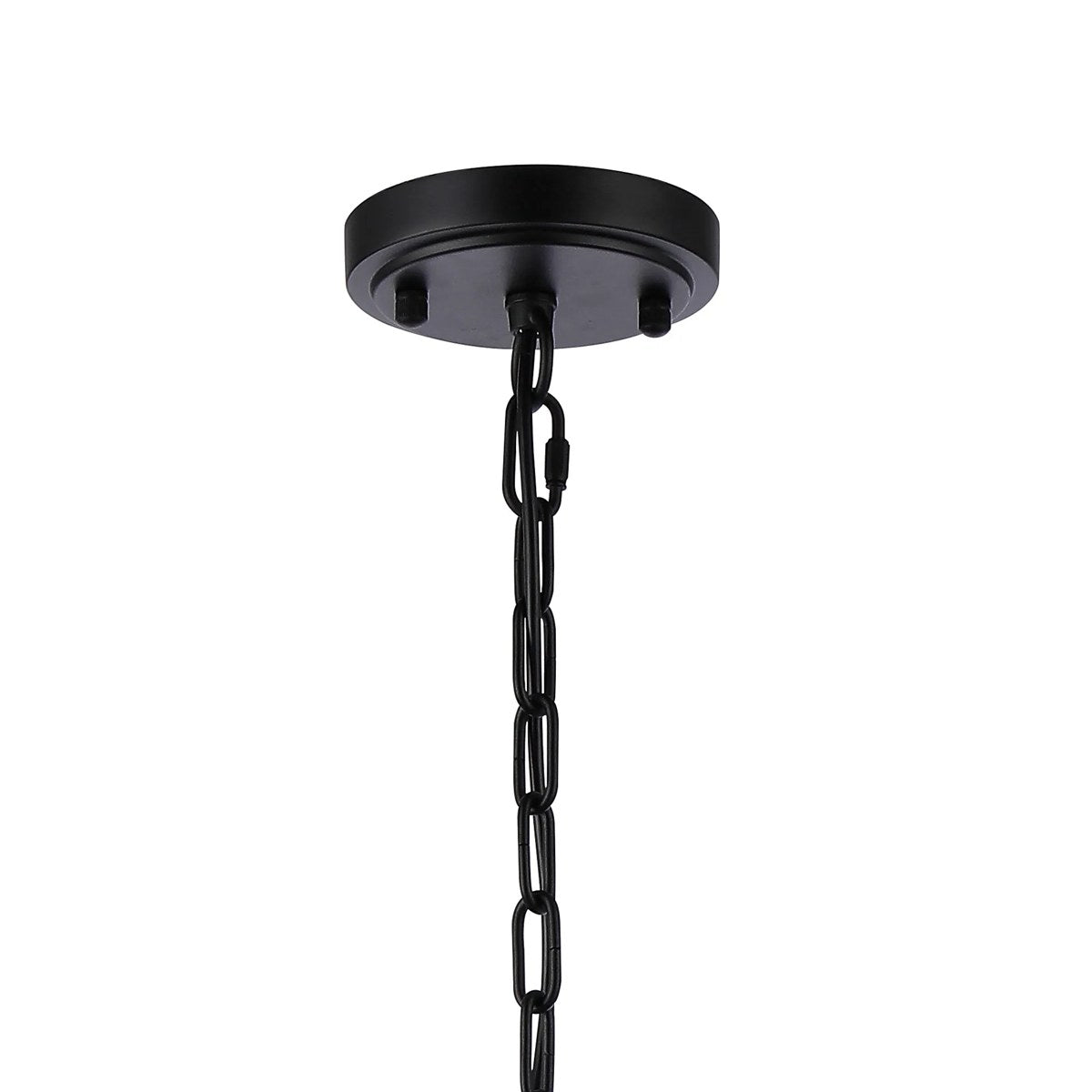 Regent Lourdes 8 Light 730mm Semi Flush Pendant Light - Satin Black / Amber