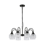 Regent Lourdes 8 Light 730mm Semi Flush Pendant Light - Satin Black / Clear