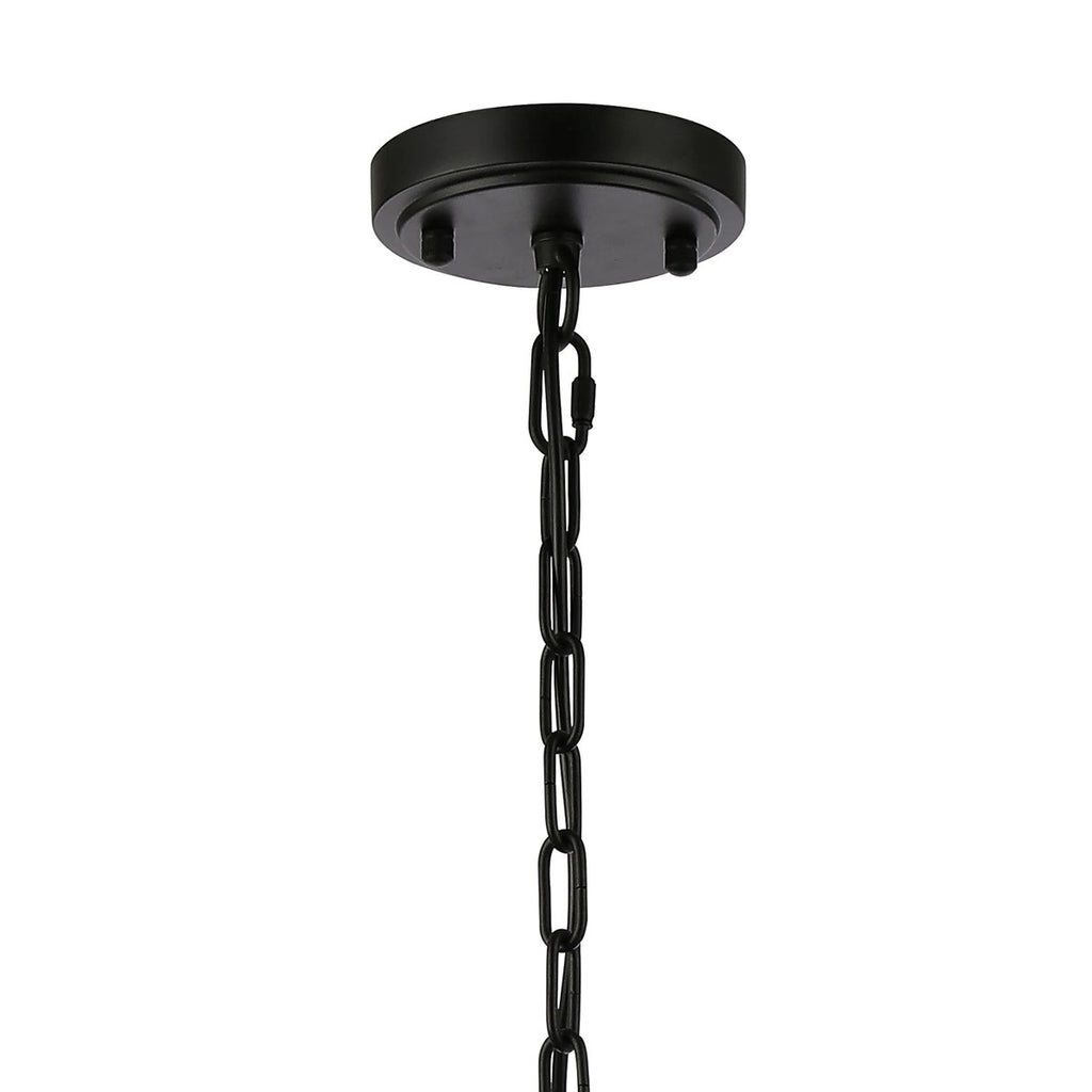 Regent Lourdes 8 Light 730mm Semi Flush Pendant Light - Satin Black / Clear