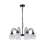 Regent Lourdes 8 Light 730mm Semi Flush Pendant Light - Satin Black / Frosted