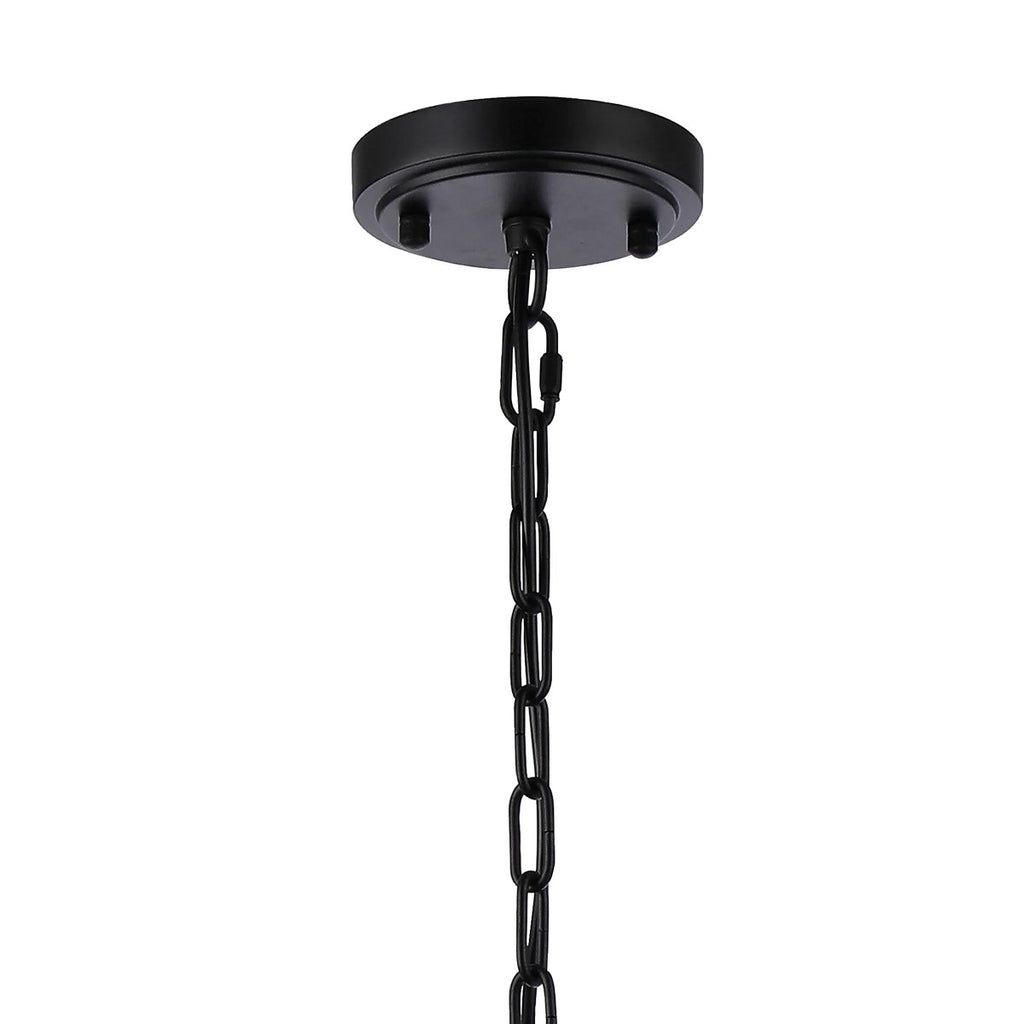 Regent Lourdes 8 Light 730mm Semi Flush Pendant Light - Satin Black / Frosted