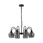 Regent Lourdes 8 Light 730mm Semi Flush Pendant Light - Satin Black / Smoke