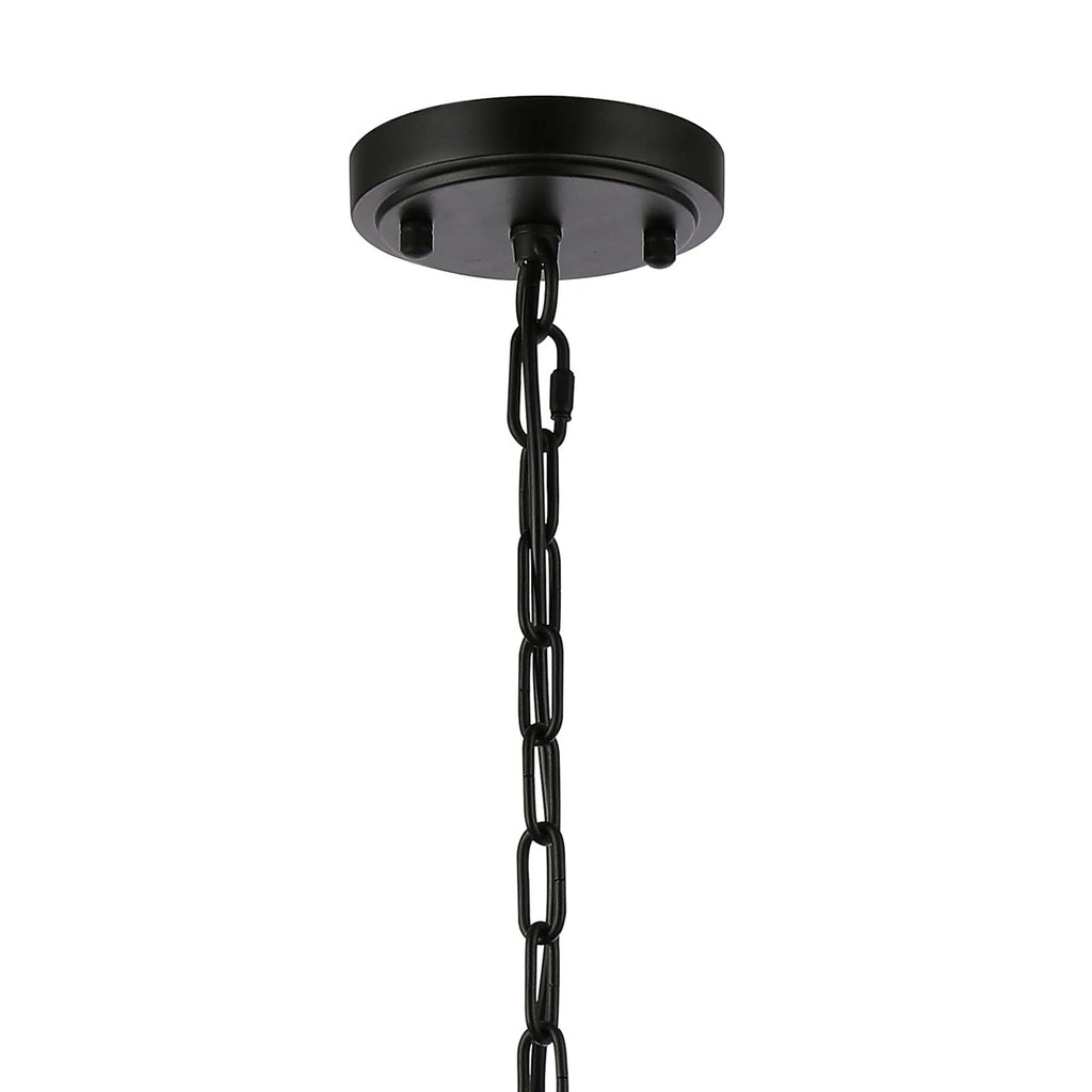Regent Lourdes 8 Light 730mm Semi Flush Pendant Light - Satin Black / Smoke