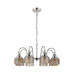 Regent Lourdes 8 Light 730mm Semi Flush Pendant Light - Polished Nickel / Amber