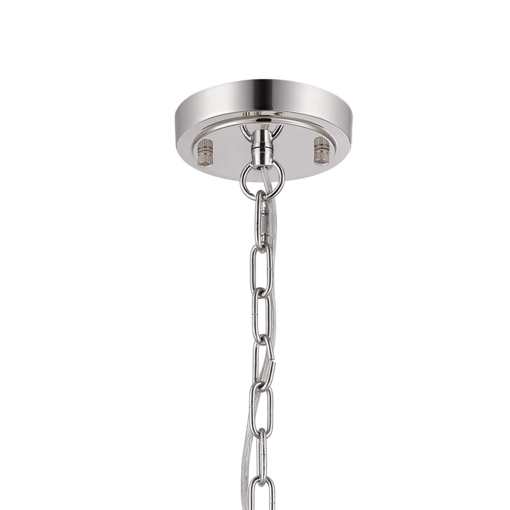 Regent Lourdes 8 Light 730mm Semi Flush Pendant Light - Polished Nickel / Amber