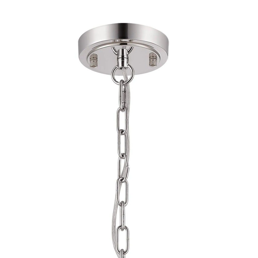 Regent Lourdes 8 Light 730mm Semi Flush Pendant Light - Polished Nickel / Smoke