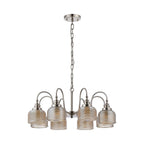 Regent Lourdes 8 Light 730mm Semi Flush Pendant Light - Satin Nickel / Amber