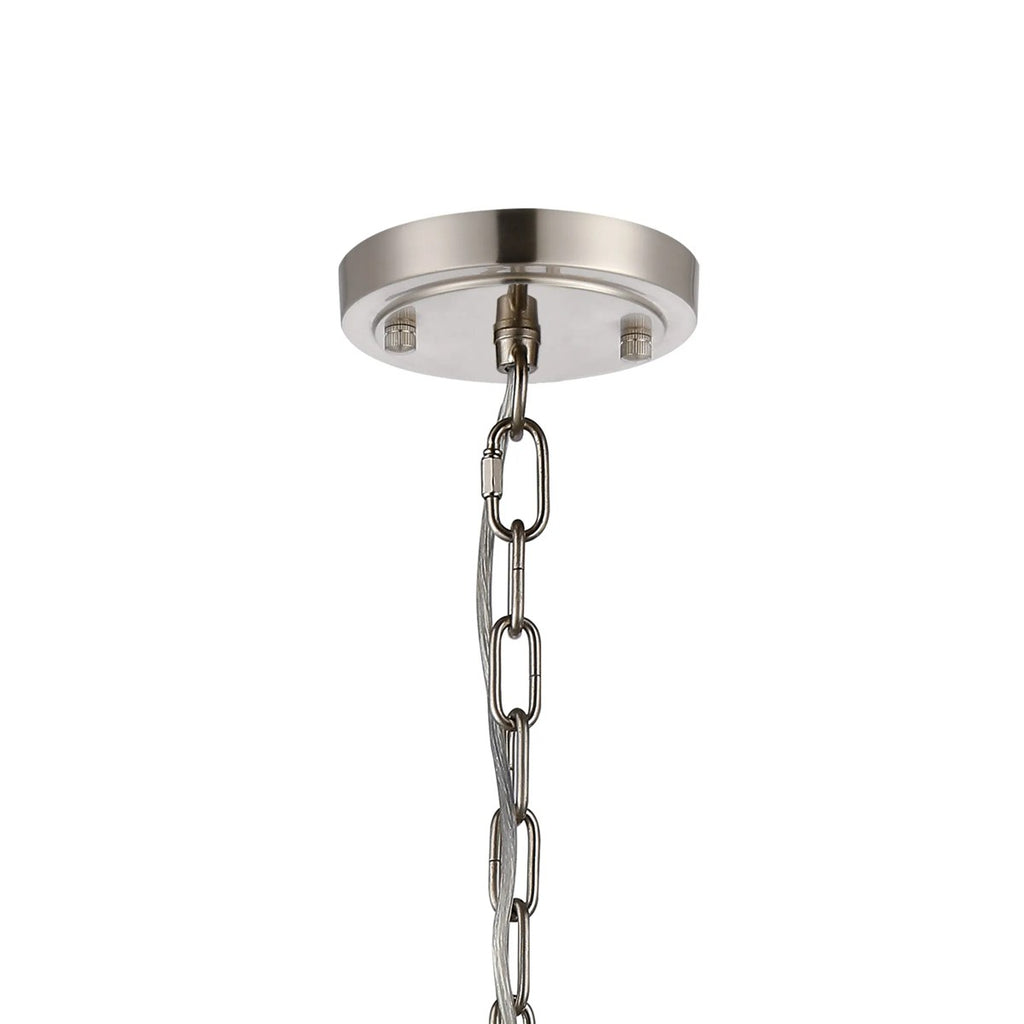 Regent Lourdes 8 Light 730mm Semi Flush Pendant Light - Satin Nickel / Amber