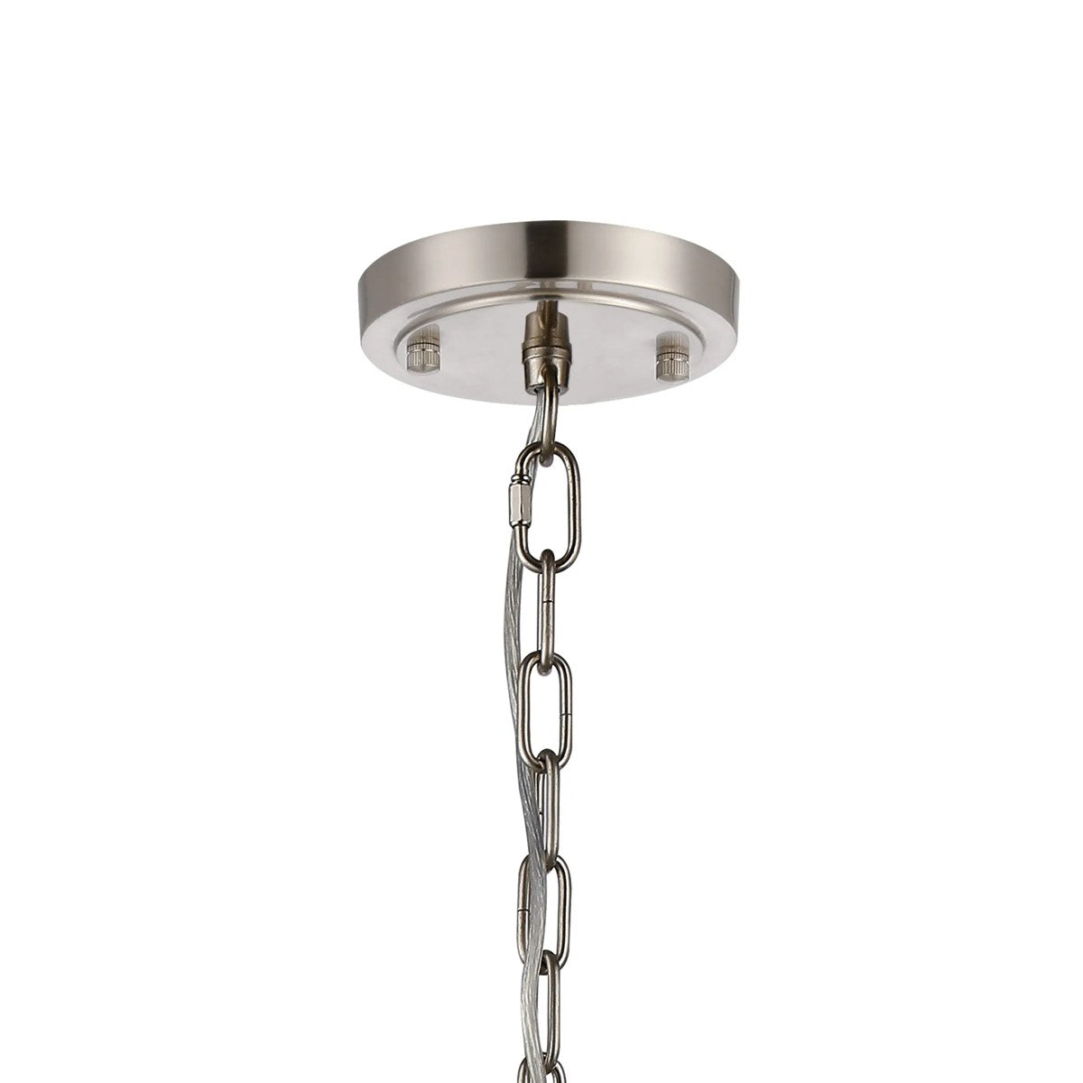 Regent Lourdes 8 Light 730mm Semi Flush Pendant Light - Satin Nickel / Amber