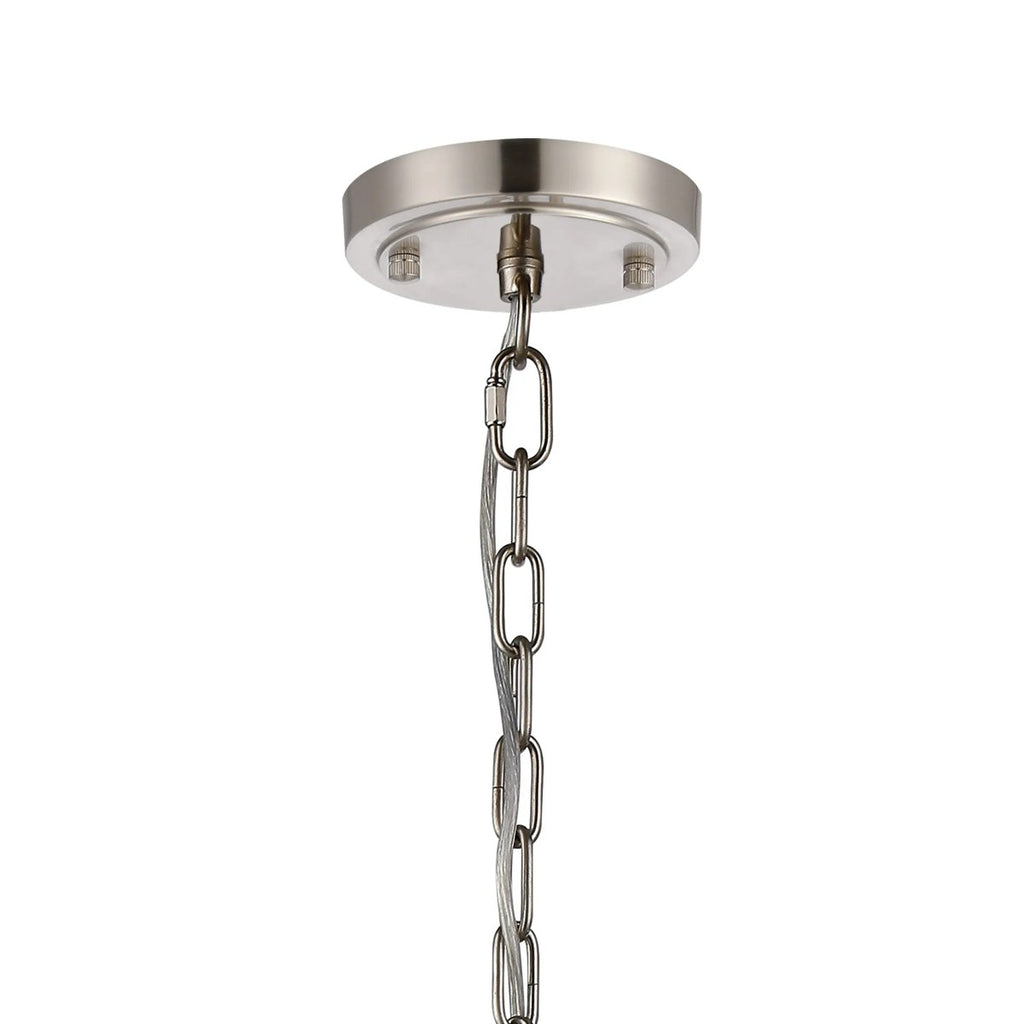 Regent Lourdes 8 Light 730mm Semi Flush Pendant Light - Satin Nickel / Clear