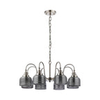 Regent Lourdes 8 Light 730mm Semi Flush Pendant Light - Satin Nickel / Smoke