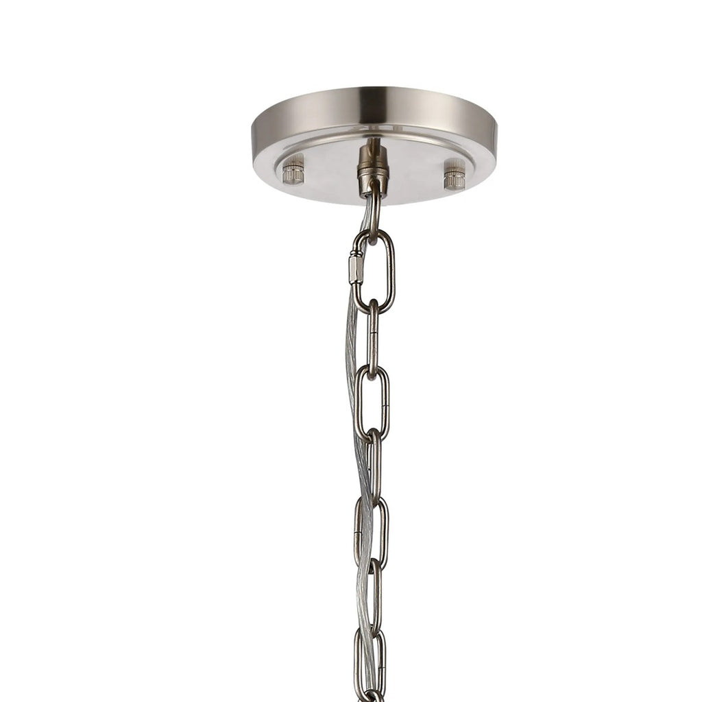 Regent Lourdes 8 Light 730mm Semi Flush Pendant Light - Satin Nickel / Smoke