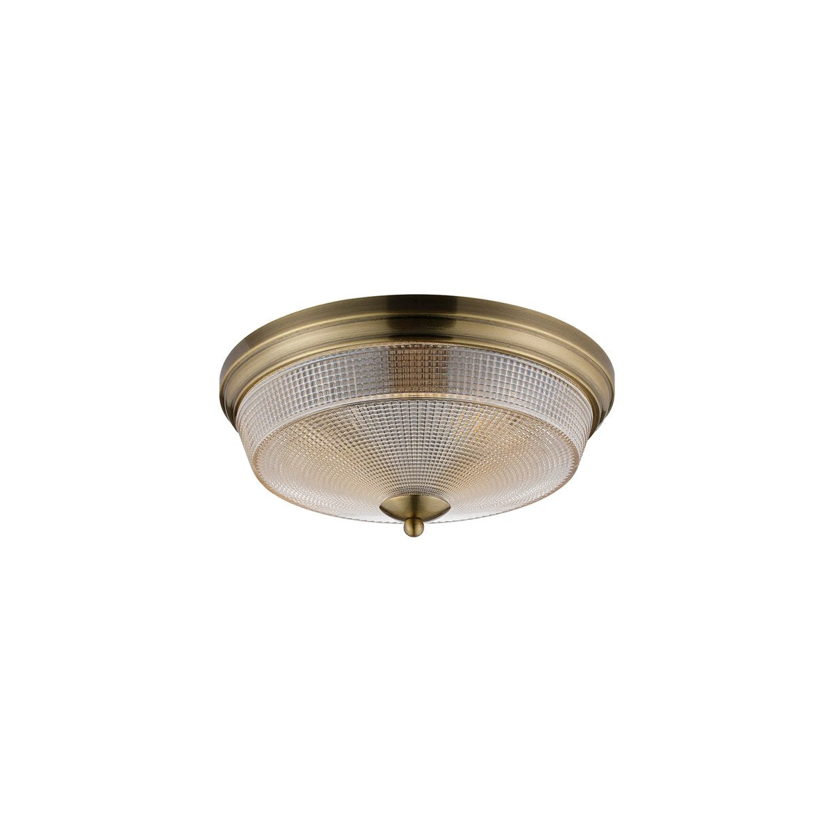 Regent Lourdes 2 Light 340mm Flush Ceiling Light - Antique Brass / Amber