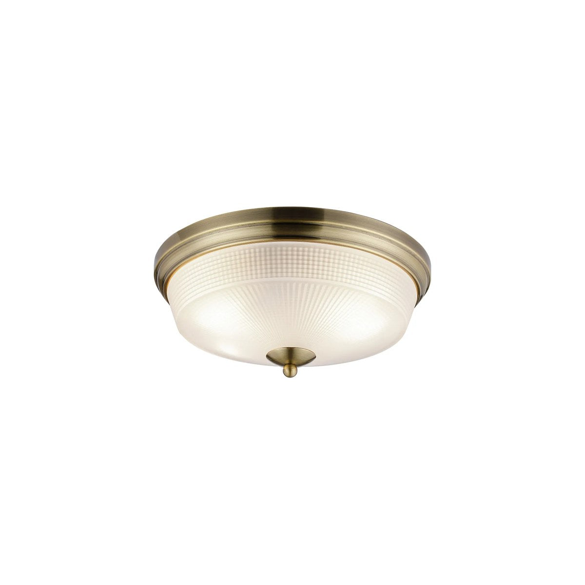 Regent Lourdes 2 Light 340mm Flush Ceiling Light - Antique Brass / Frosted
