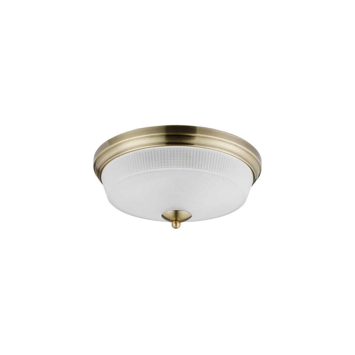Regent Lourdes 2 Light 340mm Flush Ceiling Light - Antique Brass / Frosted