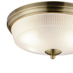 Regent Lourdes 2 Light 340mm Flush Ceiling Light - Antique Brass / Frosted