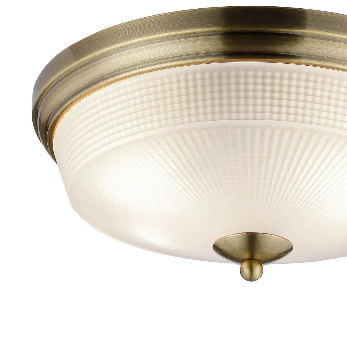 Regent Lourdes 2 Light 340mm Flush Ceiling Light - Antique Brass / Frosted