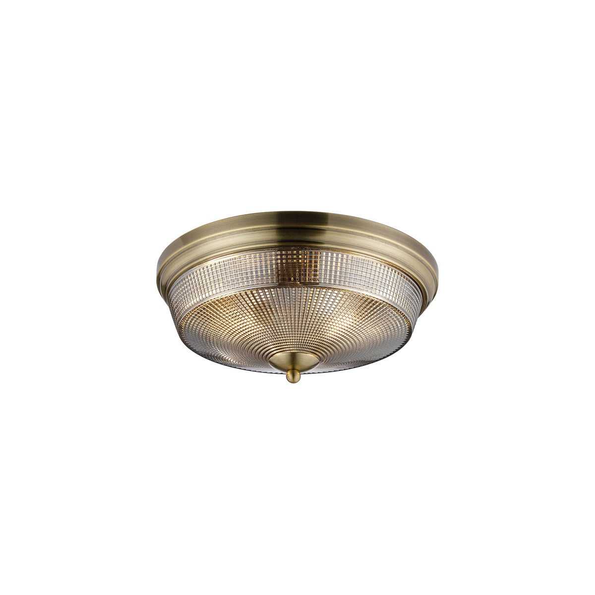 Regent Lourdes 2 Light 340mm Flush Ceiling Light - Antique Brass / Smoke