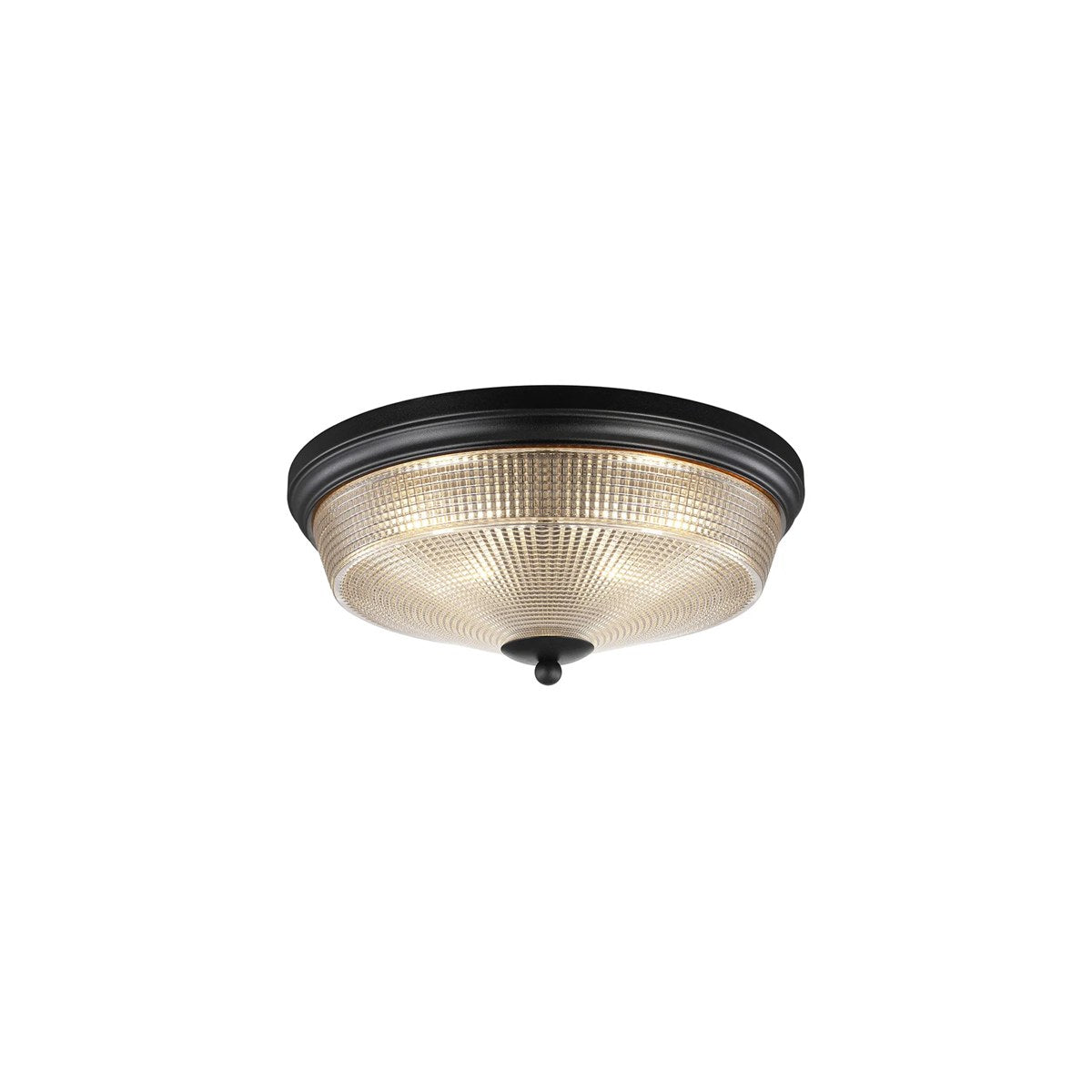 Regent Lourdes 2 Light 340mm Flush Ceiling Light - Satin Black / Amber