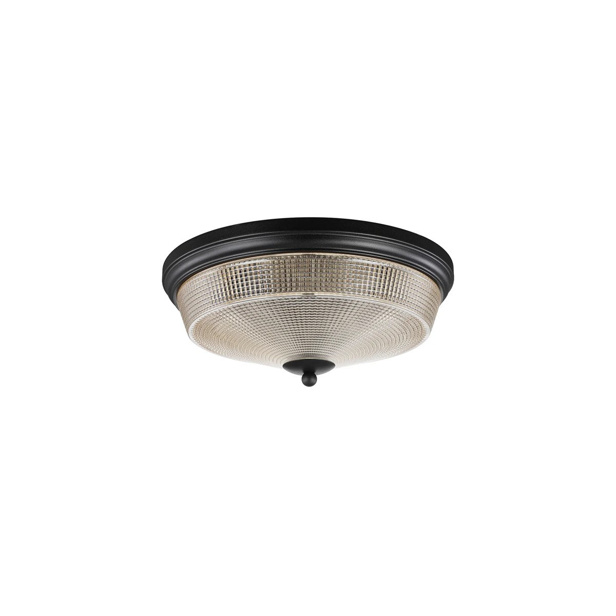 Regent Lourdes 2 Light 340mm Flush Ceiling Light - Satin Black / Amber