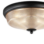 Regent Lourdes 2 Light 340mm Flush Ceiling Light - Satin Black / Amber