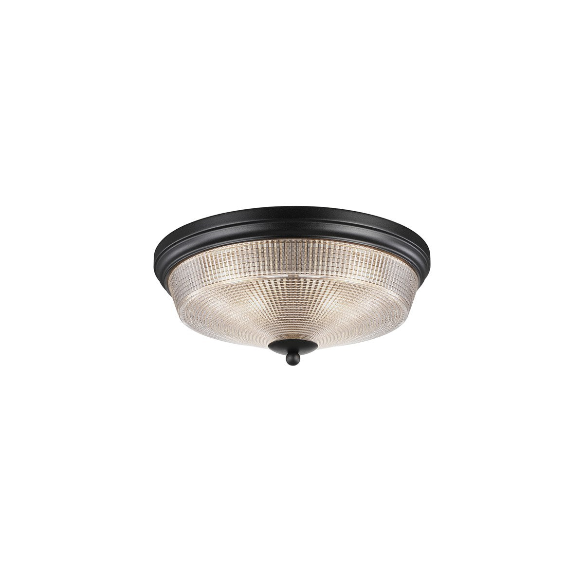 Regent Lourdes 2 Light 340mm Flush Ceiling Light - Satin Black / Clear
