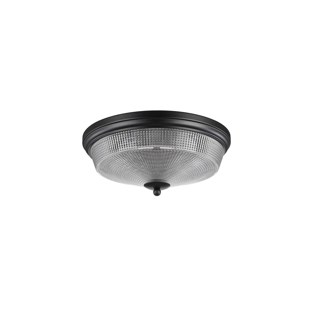 Regent Lourdes 2 Light 340mm Flush Ceiling Light - Satin Black / Clear