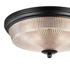 Regent Lourdes 2 Light 340mm Flush Ceiling Light - Satin Black / Clear