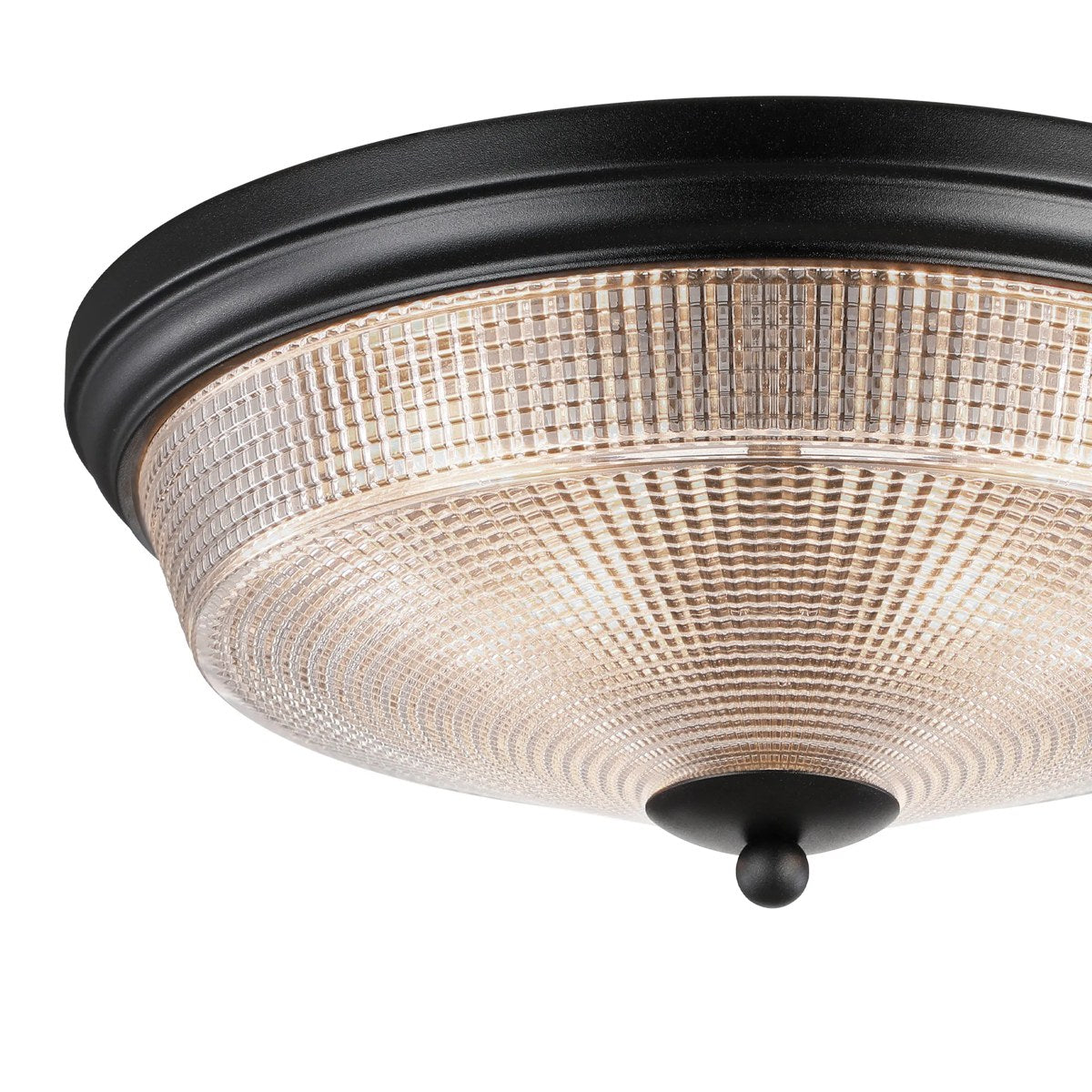 Regent Lourdes 2 Light 340mm Flush Ceiling Light - Satin Black / Clear