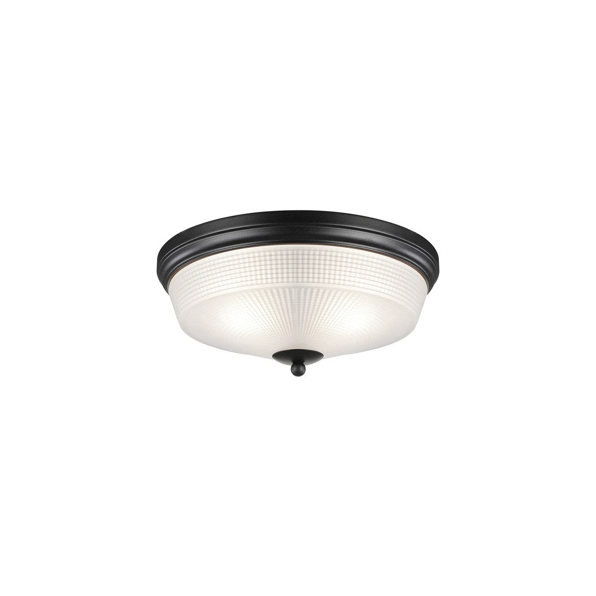 Regent Lourdes 2 Light 340mm Flush Ceiling Light - Satin Black / Frosted